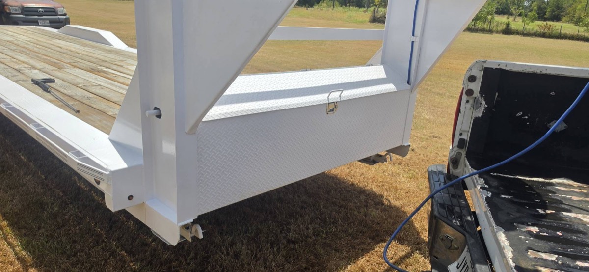 Clean equipment trailer after pressure washing
